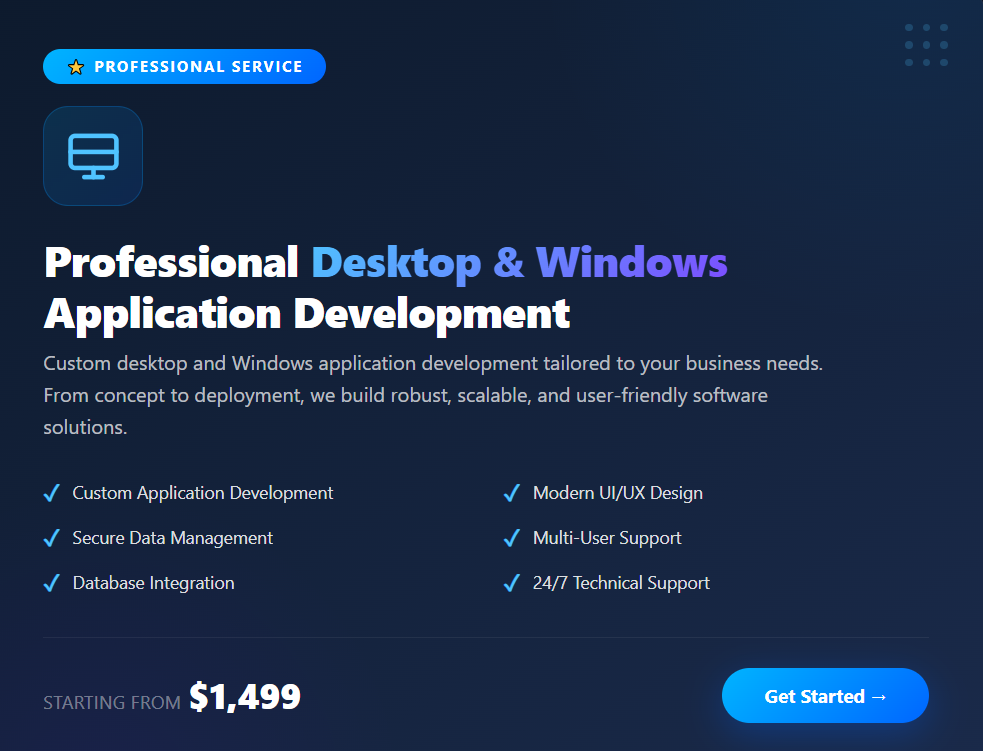 Professional Desktop & Windows Application Development
